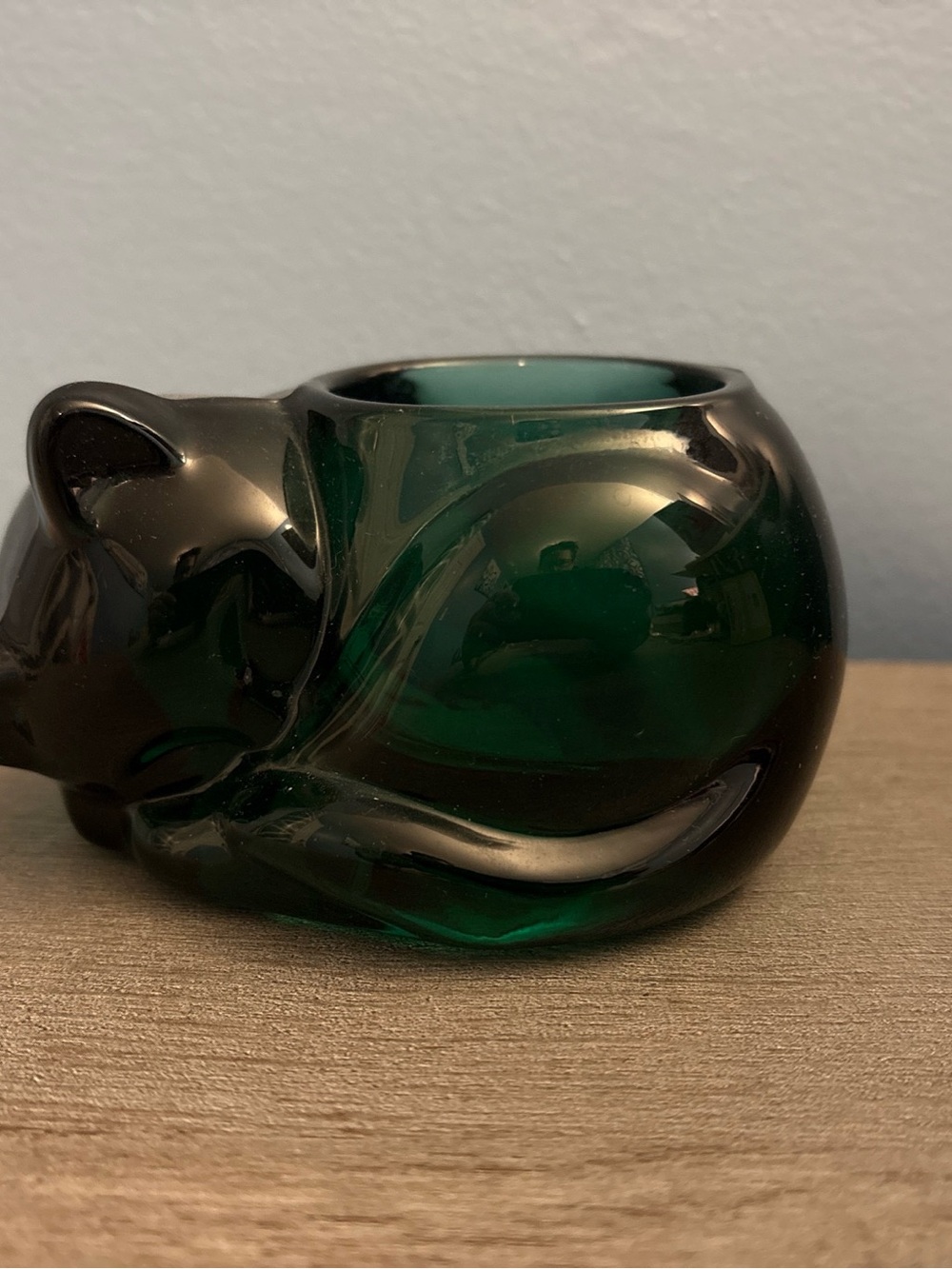 Indiana Glass Emerald Green Cat Figurine Votive Holder